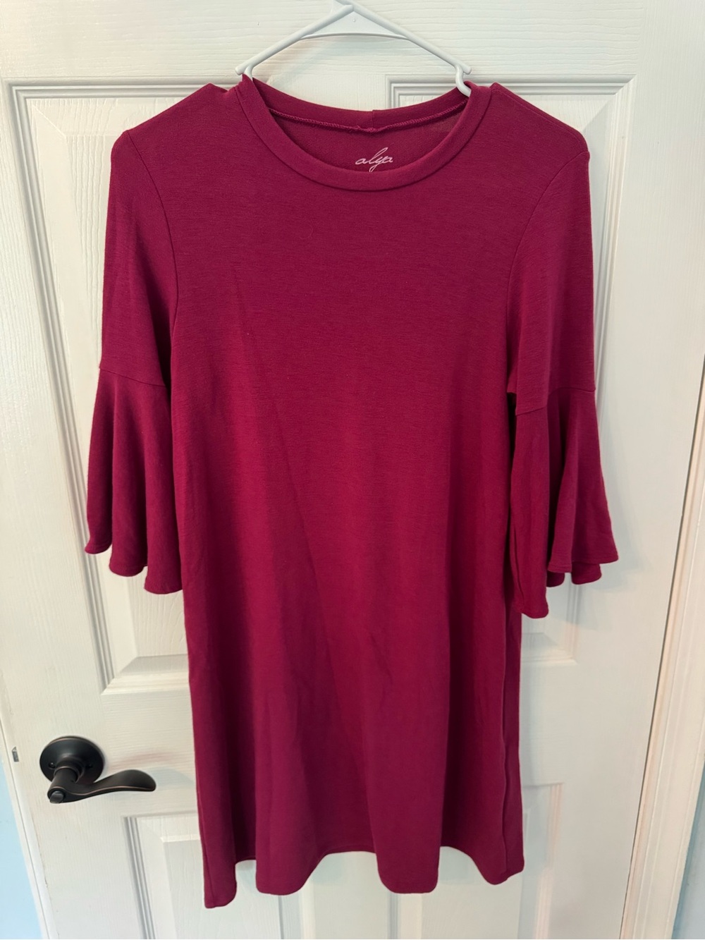 Alya Berry Pink Mini Dress with Ruffled Elbow Sleeves